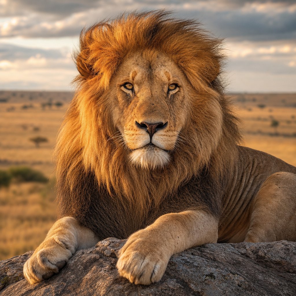 Lion on kopje in the Serengeti